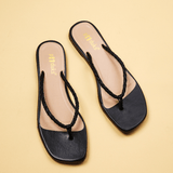 Women Nod - Black | Metal-Golden Braid-style Flats