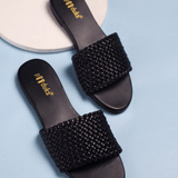 Women Dua - Black | Braid Pattern Summer Slide-in