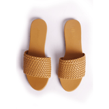 Women Dua - Coffee | Braid Pattern Summer Slide-in Flats