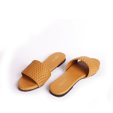 Women Dua - Coffee | Braid Pattern Summer Slide-in Flats