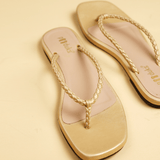 Women Nod - Gold | Metal-Golden Braid-style Flats