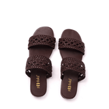 Women Polly - Dark Brown  | Jali Patterned Braided Summer Flats