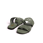 Women Polly - Green | Jali Patterned Braided Summer Flats