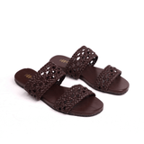 Women Polly - Dark Brown  | Jali Patterned Braided Summer Flats