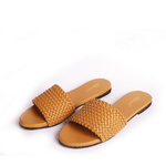 Women Dua - Coffee | Braid Pattern Summer Slide-in Flats