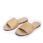 Women Dua - Gold | Braid Pattern Summer Slide-in Flats