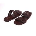 Women Polly - Dark Brown  | Jali Patterned Braided Summer Flats