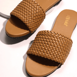 Women Dua - Coffee | Braid Pattern Summer Slide-in Flats