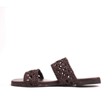 Women Polly - Dark Brown  | Jali Patterned Braided Summer Flats