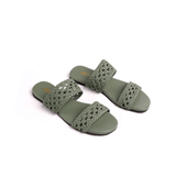 Women Polly - Green | Jali Patterned Braided Summer Flats