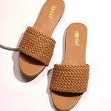 Women Dua - Coffee | Braid Pattern Summer Slide-in Flats