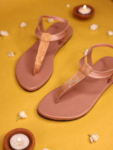 Diya Peach | Multi Occasion Wear-On Flat Sandals